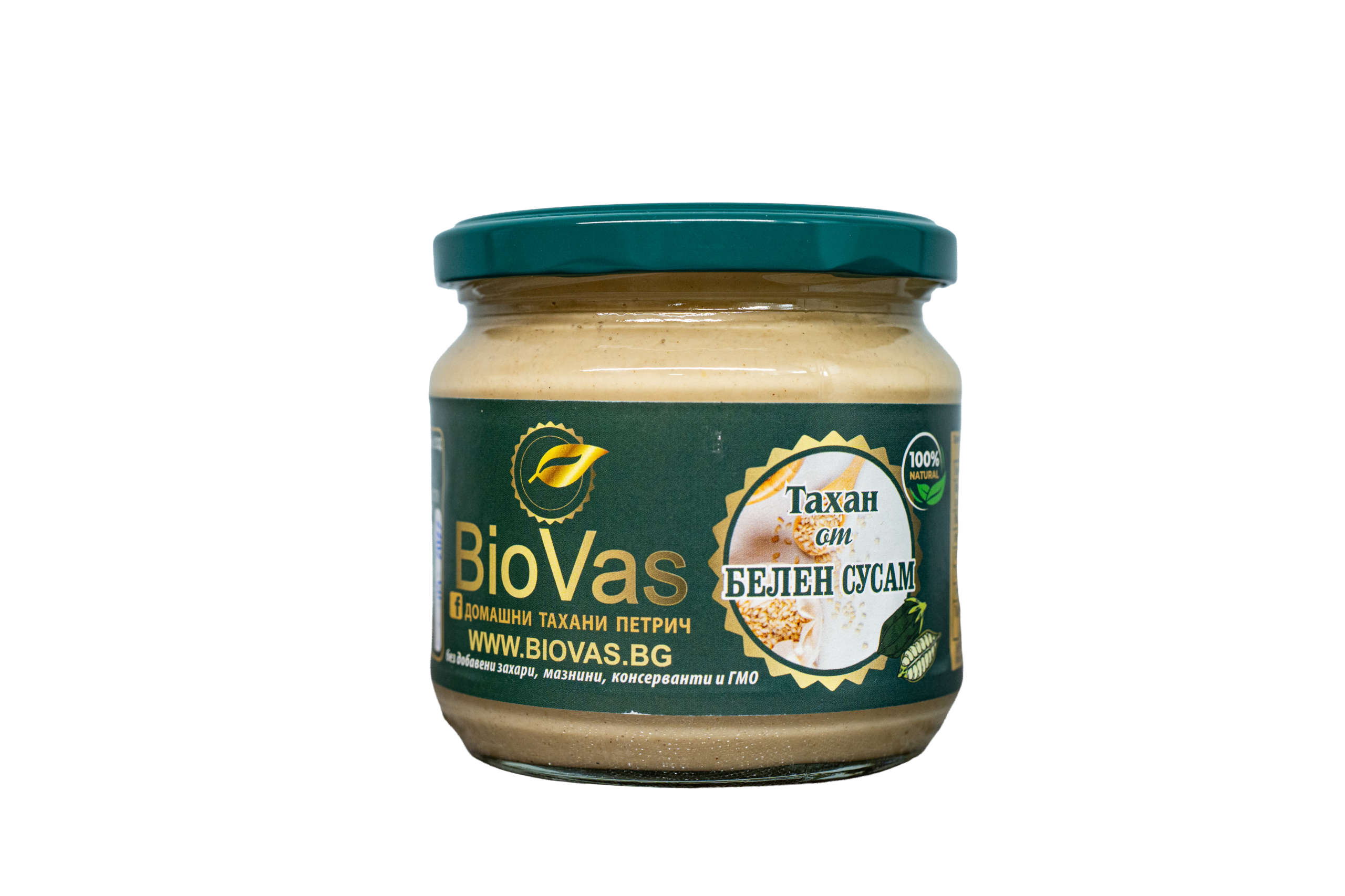 Тахан от натурален белен сусам BioVas, 380 грама